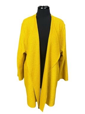 Caroline Rose Mustard Yellow Wool Blend Draped Cardigan Coat Women’s Size 1X EUC
